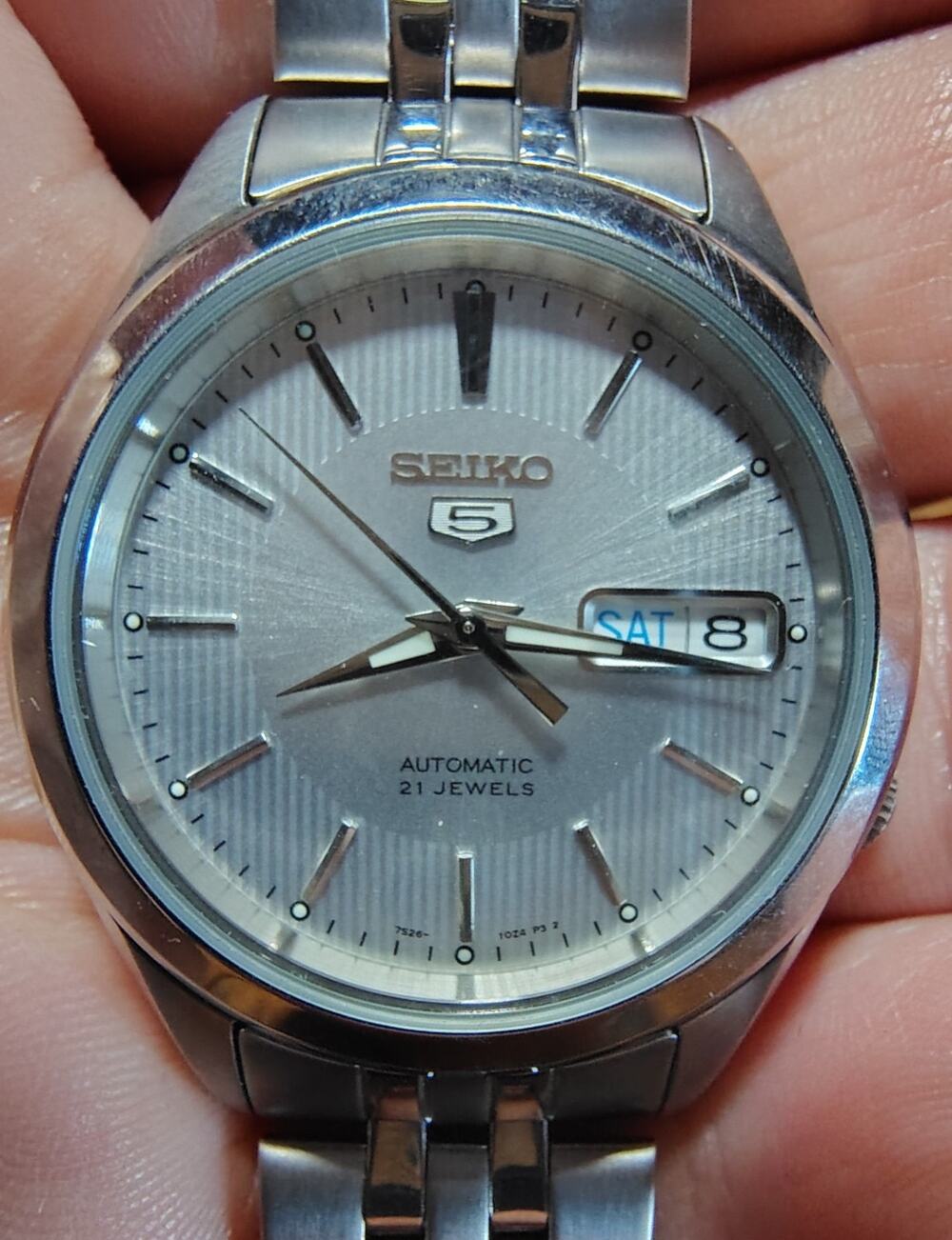 Seiko 5 Sports SNKL15K1 Silver Dial 38mm Stainless Steel Mens Watch
